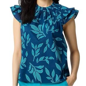 NEW J. Crew Flutter Sleeve Top Blue Small